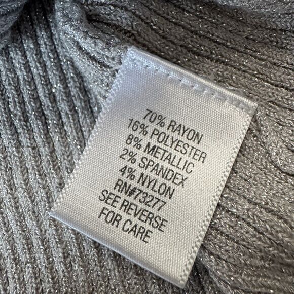 Apt 9 Womens Sleeveless Turtleneck Sweater Metallic Silver Ribbed Knit L Holiday - Picture 7 of 8